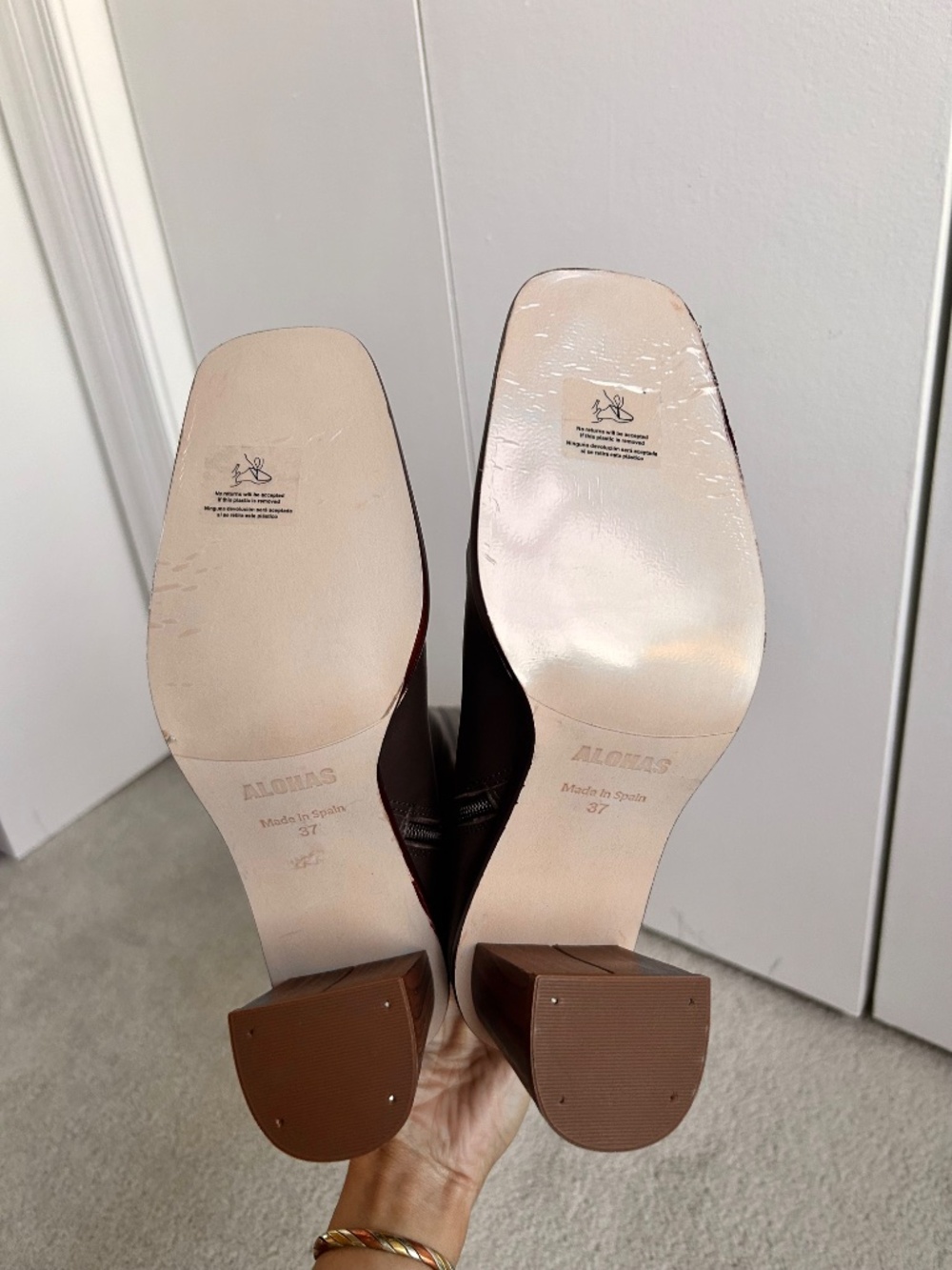 NWT Alohas EAST COFFEE BROWN LEATHER BOOTS size 37 - Picture 3 of 6